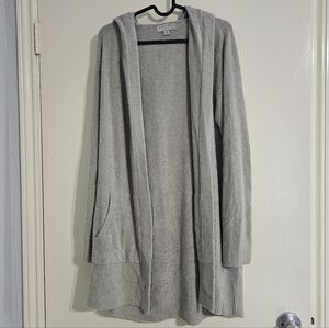 Barefoot Dreams Cozychic Lite Hooded Cardigan In Light Grey